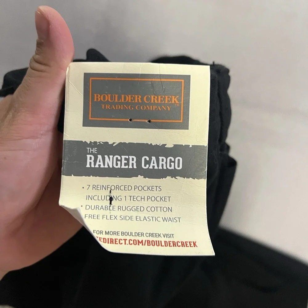 Boulder Creek Tall Cargo Pants Men's 48x40 Black Elastic Waist (Fits 48x39)
